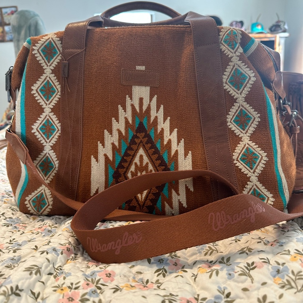 Wrangler Brown and Teal Aztec Travel Bag